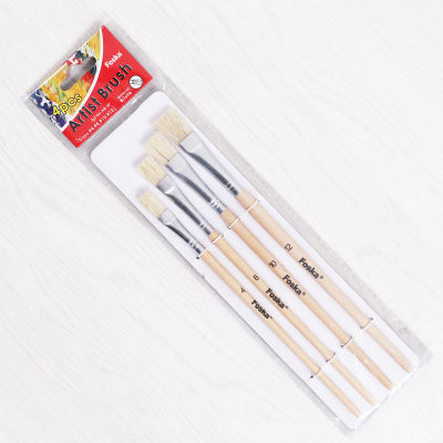 Wooden Handle Oil Painting Brush Set (Pack of 4)