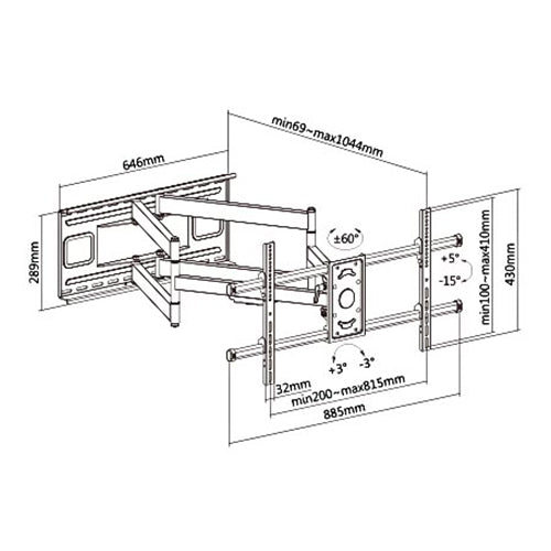 Premium Long Arm Extension Heavy-Duty Full-Motion Tv Wall Mount