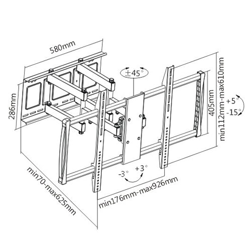 Premium X-Large Heavy-Duty Full-Motion Tv Wall Mount