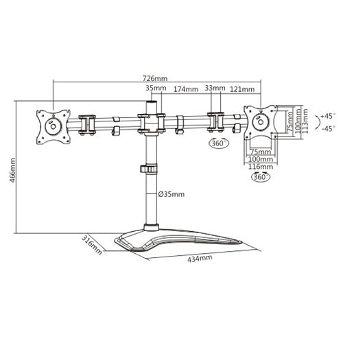 Premium Dual-Monitor Steel Articulating Monitor Stand