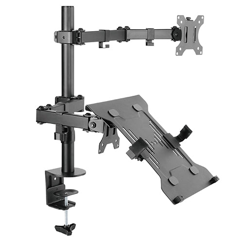 Premium Single Steel Articulating Monitor Arm With Laptop Tray