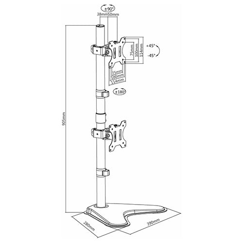 Premium Vertical Dual-Monitor Steel Articulating Desktop Stand