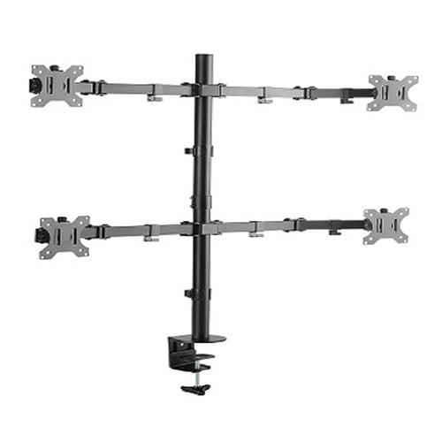 Premium Steel Single Pole Four Screen Articulating Desktop Monitor Mount