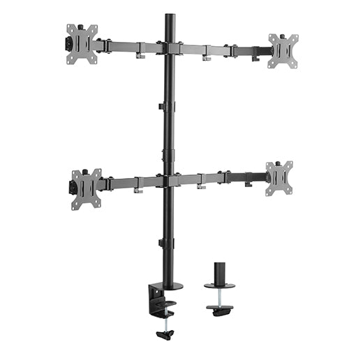 Premium Steel Single Pole Four Screen Articulating Desktop Monitor Mount