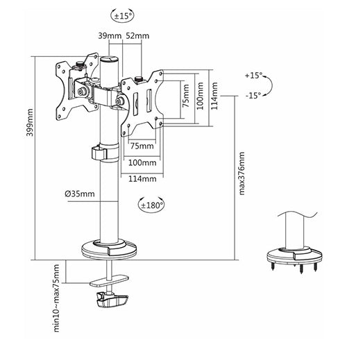 Premium Articulating Pole Mount Single Dual Monitors Mount