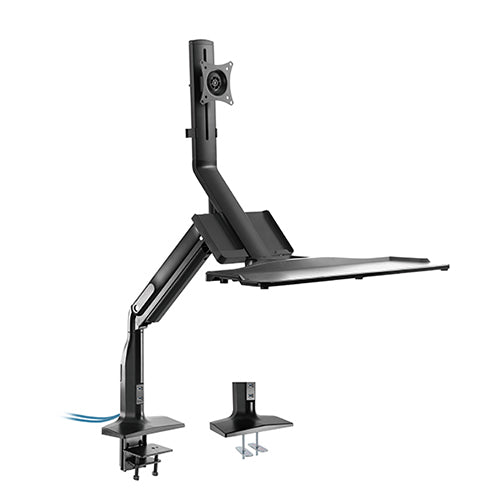 SkillTech Gas Spring Floating Sit-Stand Single Monitor Mount