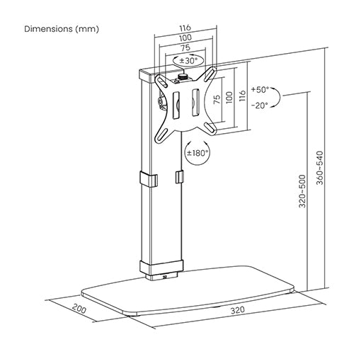 Premium Free-Standing Vertical Lift Steel Monitor Mount Stand