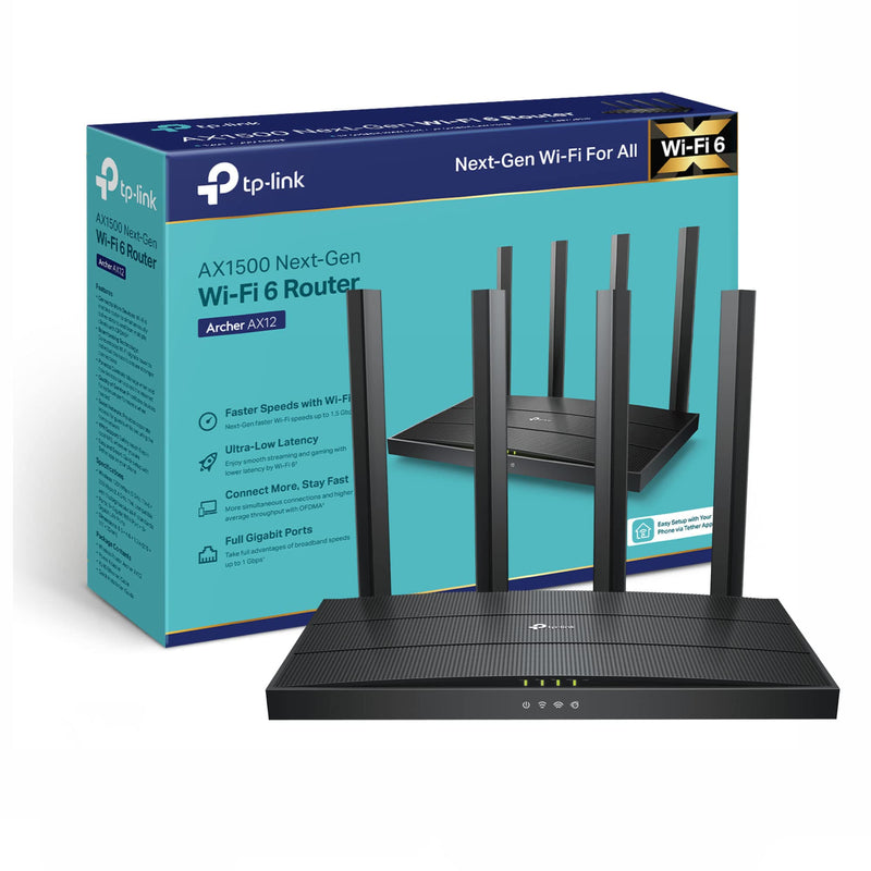 Tp-Link Next-Gen Wi-Fi 6 AX1500 Dual Band WiFi 6 Router (Archer AX12)