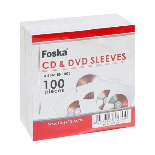 Foska CD/DVD Sleeves 80gsm (Pack of 100)