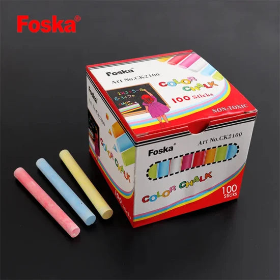 Foska Anti-Dust Coloured Chalk (Pack of 100pcs)