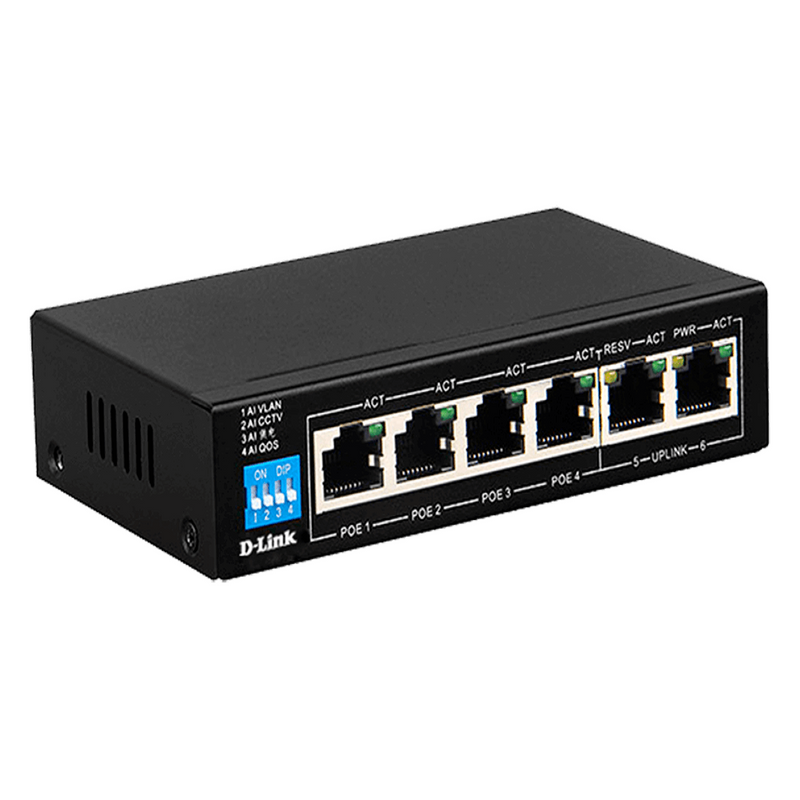 D-Link 6-Port 10/100 Long Range PoE+ Surveillance Switch (DES-F1006P-E)