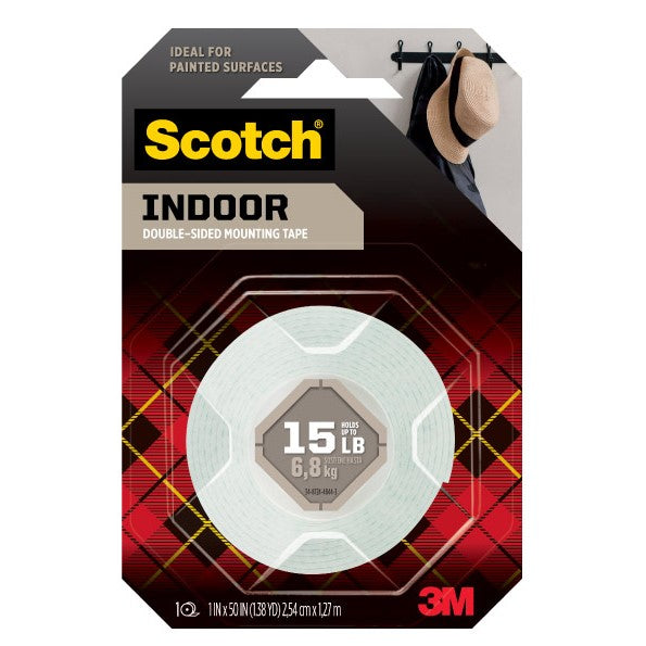 3M Scotch Double-Sided Mounting Tape 114S, 2,54 cm x 1,27 m ( 1 in x 50 in), 1 Roll/Pack