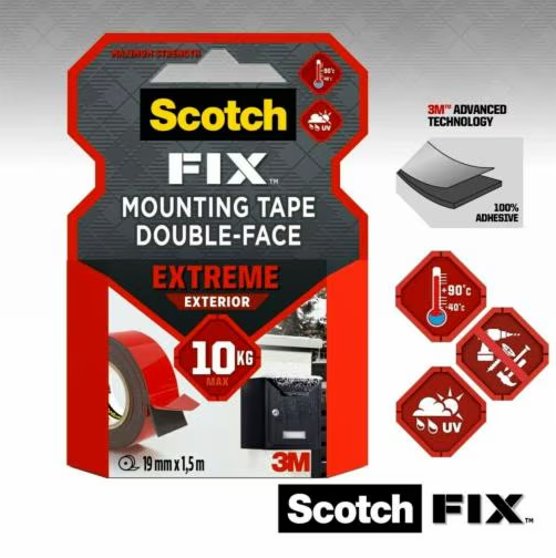 Scotch Fix Extreme Exterior Mounting Tape PT1100-1915-P, 19 mm x 1,5 m, 1 Roll/Pack