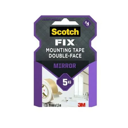 Scotch Fix Mirror Mounting Tape 4496W-1915-P, 19 mm x 1,5 m, 1 Roll/Pack