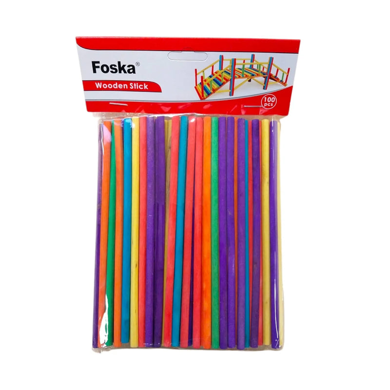 Assorted Colour Wooden Craft Sticks 5.0 x 150mm (Pack of 100)