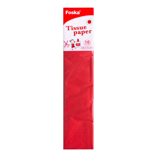 Crepe Paper 50cm x 75cm Red (Pack of 10)