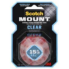 3M Scotch Mount Clear Double-Sided Mounting Tape 410H, 2.54 cm x 1.52 m (1 in x 60 in), 1 Roll/Pack