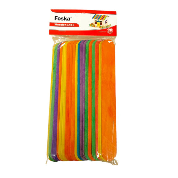 Assorted Colour Wooden Sticks (Pack of 20)