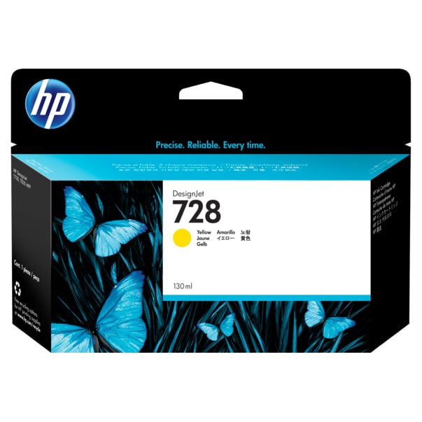 HP 728 Yellow DesignJet Ink Cartridge, 130ml