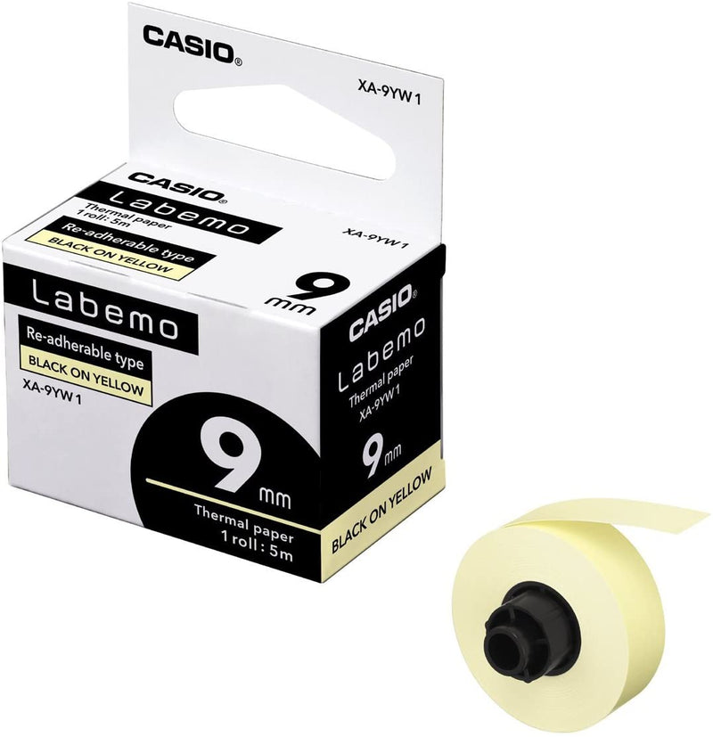 Casio XA-9YW1 Labemo Tape BLACK on YELLOW
